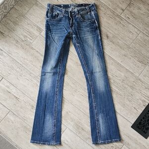 Rock & Roll Cowgirl Blue Flare & Wide Leg Jeans 34 Inch Inseam